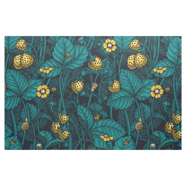 Tecido Morangos selvagens, amarelos e azuis (Fat Quarter)