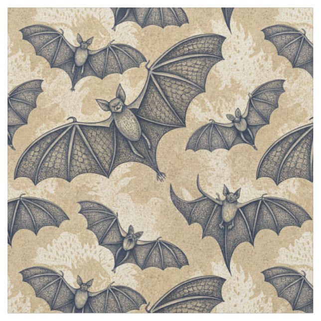 Tecido Morcegos de Halloween Vintage (Detalhe)