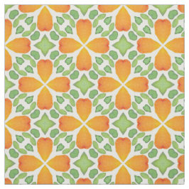 Tecido Mosaico floral cor de laranja retro 60s 70s