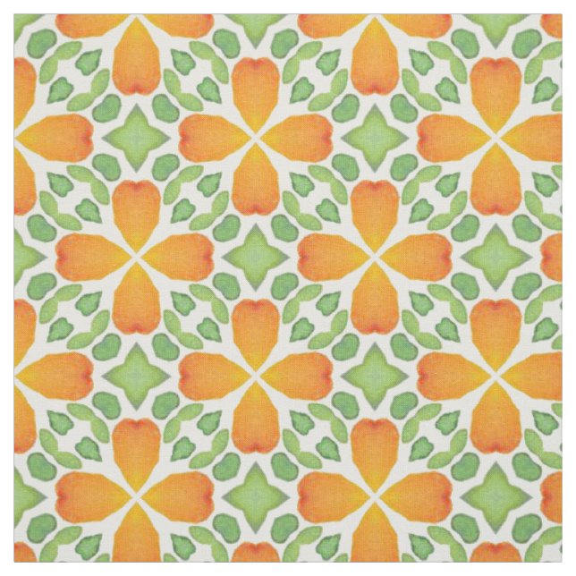 Tecido Mosaico floral cor de laranja retro 60s 70s (Modelo)