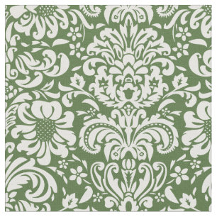 Tecido Moss Green Floral Damask