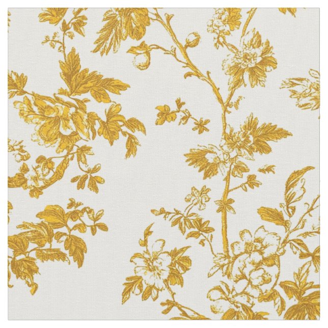 Tecido Mostarda Toile Floral Vinhas (Detalhe)