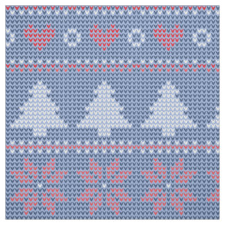 Tecido Motif de tricot de Noël Bleu