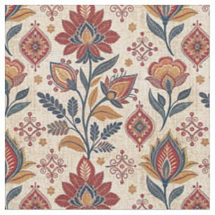 Tecido Motivo de Arte Floral Folclórica da Europa Orienta