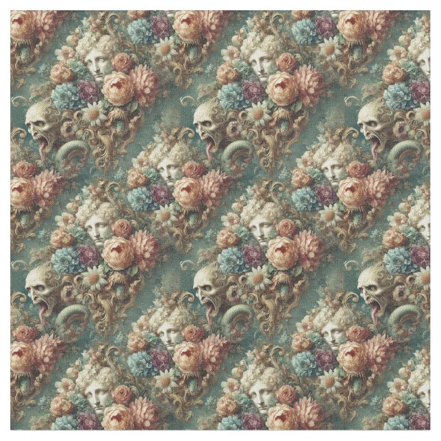 Tecido Motocada Inferna - Azulejo Gótico Denso (Detalhe)