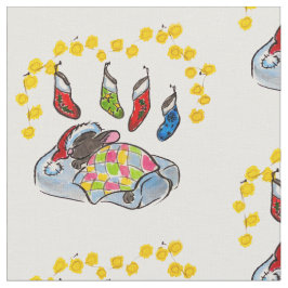 Tecido Mouse de Natal e Ano Novo com meias