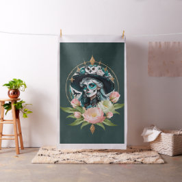 Tecido Mulher espantosa com uma espantosa maquiagem do cr