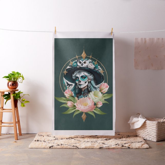 Tecido Mulher espantosa com uma espantosa maquiagem do cr (In Situ)