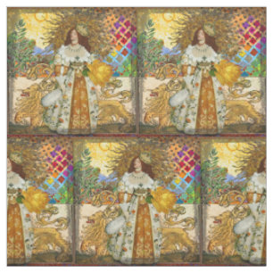 Tecido Mulher Vintage Sol Dourado: Arte em Colagem do Zod
