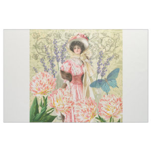 Tecido Mulher Vitoriana Floral Rosa Regência
