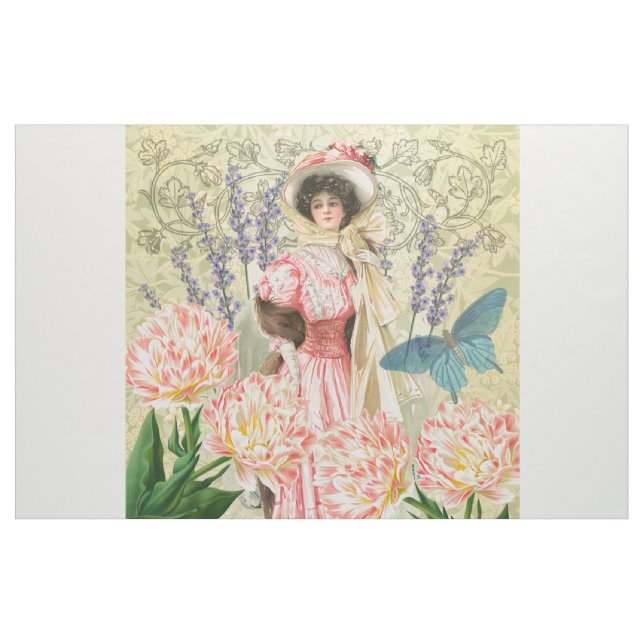 Tecido Mulher Vitoriana Floral Rosa Regência (Jarda)