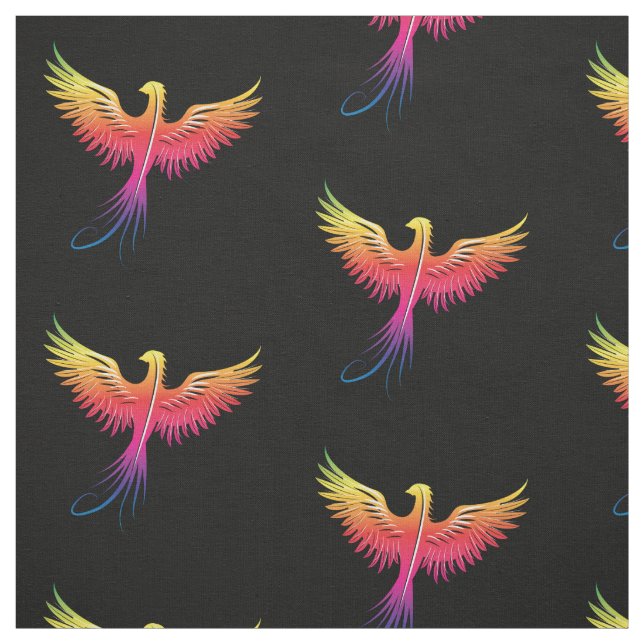 Tecido Multicoloração da ascensão Phoenix em preto (Modelo)