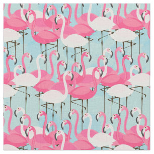 Tecido Multidão cor-de-rosa e branca de flamingos