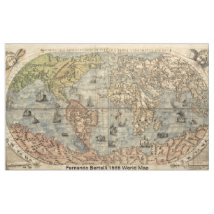 Tecido Mundo Antiquado - Mapa Fernando Bertelli 1565