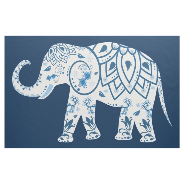 Tecido Mural do Elefante Azul Teal (Jarda)