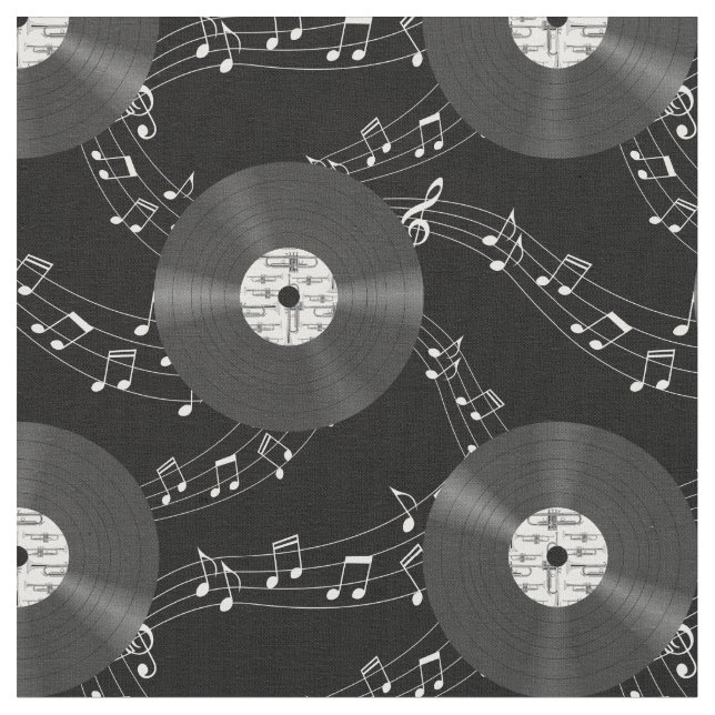 Tecido Music Vinyl Records (Detalhe)