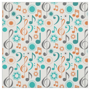 Tecido Música Notas Treble Bass Clef Banda Orchestra