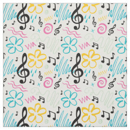 Tecido Música Notas Treble Clef Musical Banda 90s Estilo