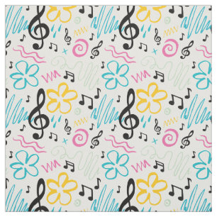Tecido Música Notas Treble Clef Musical Banda 90s Estilo