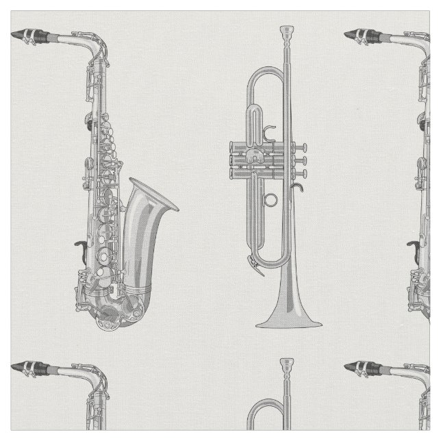 Tecido Musical de trompete saxofone Jazz (Detalhe)