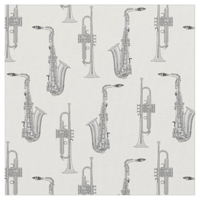Tecido Musical de trompete saxofone Jazz (Detalhe)