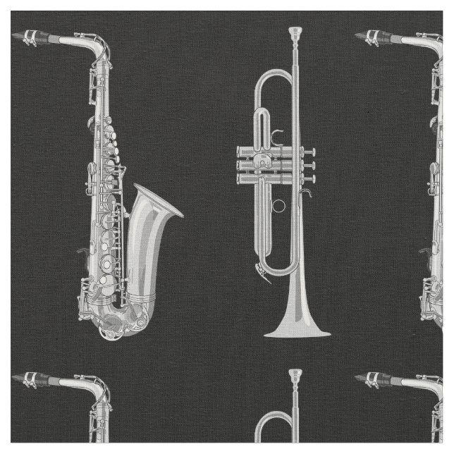 Tecido Musical de trompete saxofone Jazz (Detalhe)