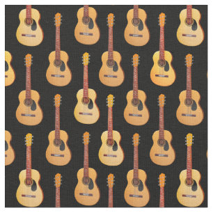 Tecido Músico de guitarras acústicas clássicas em preto