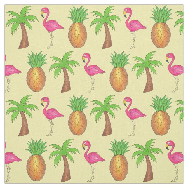 Tecido Na Praia da Árvore Flamingo Palm do Pineapple dos  (Modelo)