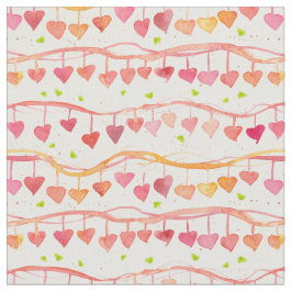 Tecido Namorados Candy Hearts Love Orange Watercolor