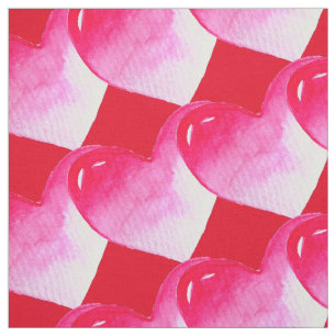 Tecido Namorados de pop-art, cor-de-rosa e vermelho, de a