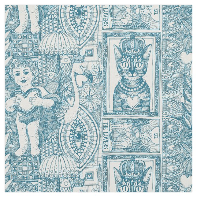 Tecido namorados kitsch pavão azul (Modelo)