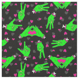 Tecido namorados zombie ama as mãos do coração no hallowe