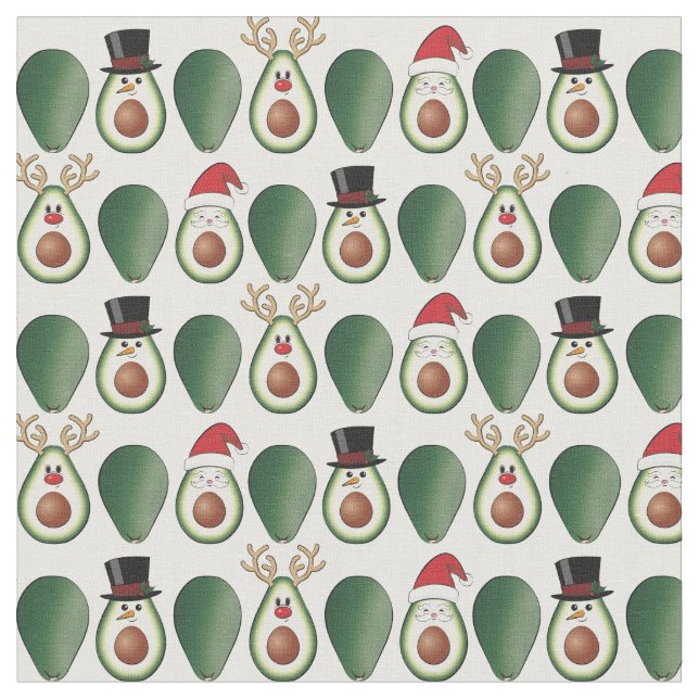 Tecido Natal Avocado Frosty, Rudolph e Papais noeis (Detalhe)