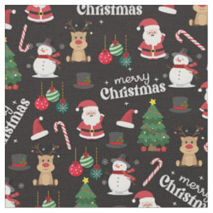 Tecido Natal Bonito Em Preto