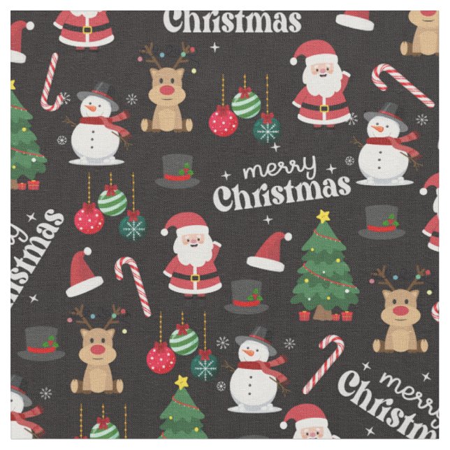 Tecido Natal Bonito Em Preto (Detalhe)