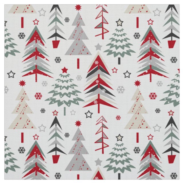 Tecido Natal, colorido, árvore de Natal, vermelho, verde (Modelo)