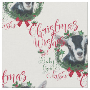 Tecido Natal Deseja Bebê Goat Kisses Alpino Goat Fabr