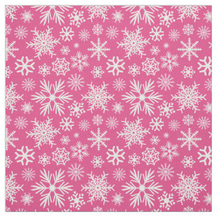 Tecido Natal em Floco de Neve Rosa Vibrante