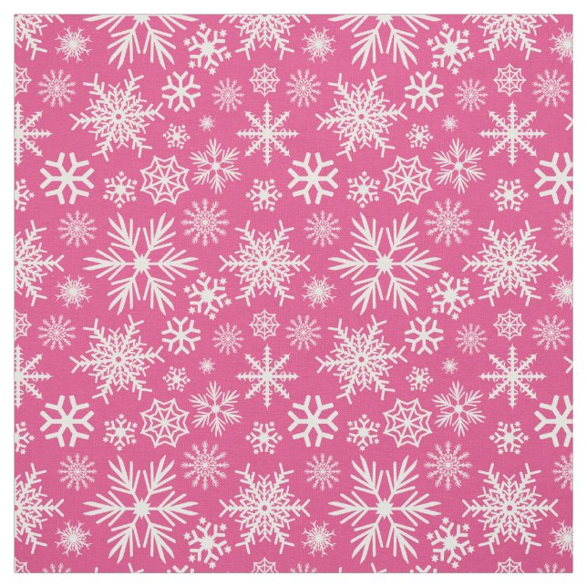 Tecido Natal em Floco de Neve Rosa Vibrante (Modelo)