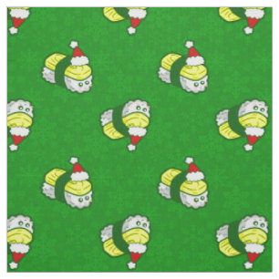 Tecido natal tamago sushi kawaii floco de neve santa