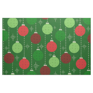 Tecido Natal Temático de Pickleball Vermelho e Verde