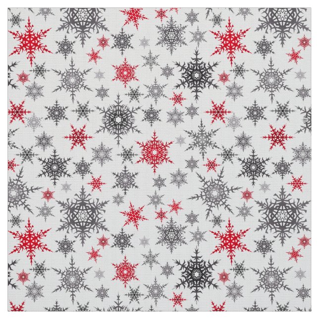 Tecido Natal, vermelho, branco, flocos de neve, inverno (Modelo)