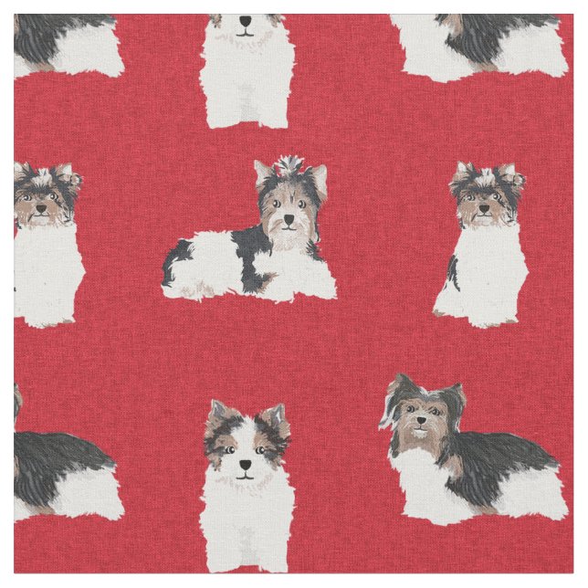 Tecido Natal vermelho para o cão Terrier (Detalhe)
