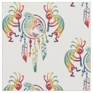 Tecido Nativo americano Kokopelli Whale Dreamcatcher 1