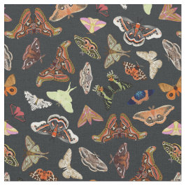 Tecido Natureza das mariposas de algodão escuras