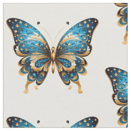 Tecido Navy Blue and Gold Butterfly Seamless Pattern