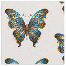 Tecido Navy Blue and Gold Butterfly Seamless Pattern