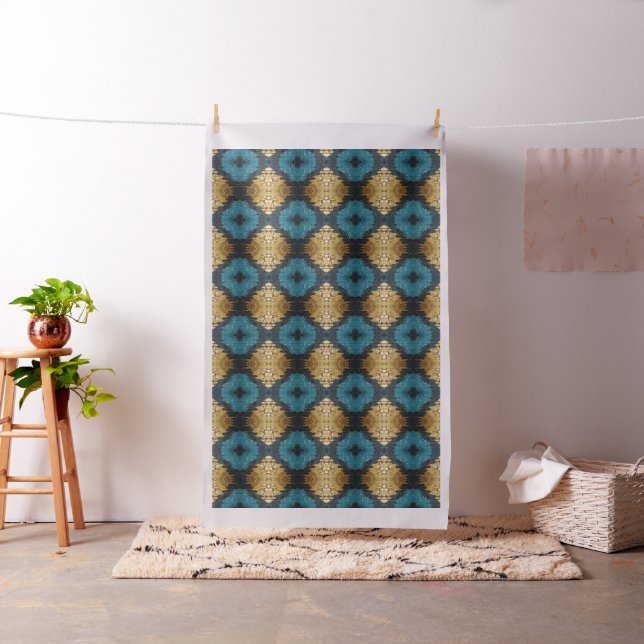 Tecido Navy Blue and Gold Modern Boho Seamless Pattern (In Situ)