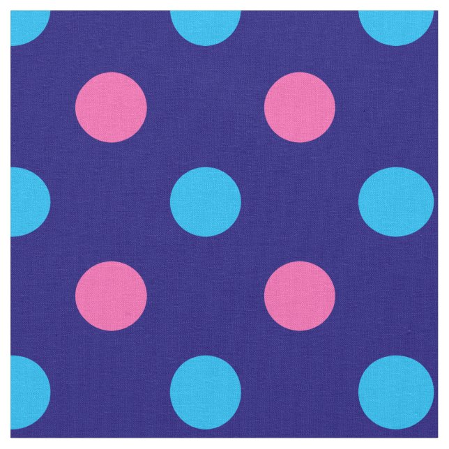 Tecido Navy Blue Pink Cyan Polka Dot Pattern (Detalhe)