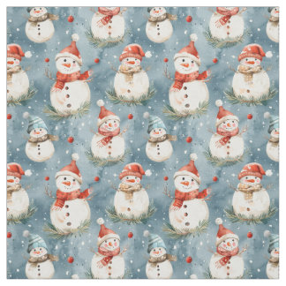 Tecido Neve Aquarela em Um Fundo Azul Dusty